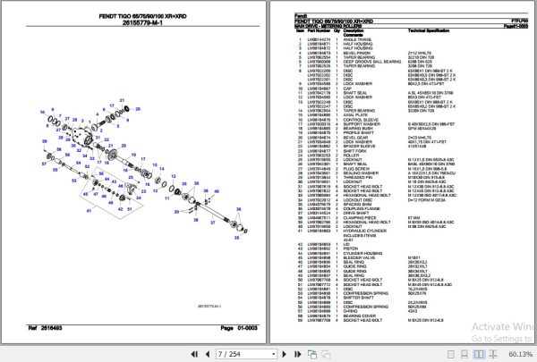 Fendt Loader Wagon Tigo 65 75 90 100 XRXRD Parts Catalog FTFLF00 10.2020 2