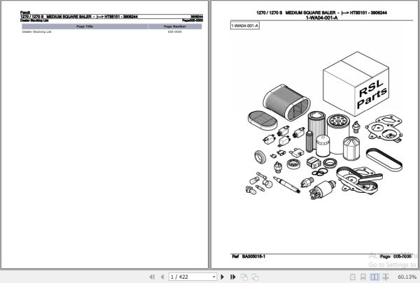 Fendt Medium Square Baler 1270 1270 S Parts Catalog 3906244 07.2011 1