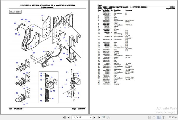 Fendt Medium Square Baler 1270 1270 S Parts Catalog 3906244 07.2011 2