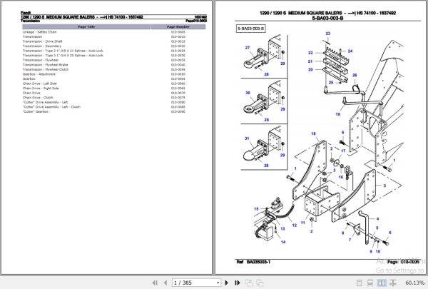 Fendt Medium Square Baler 1290 1290 S Parts Catalog 1637492 10.2007 1