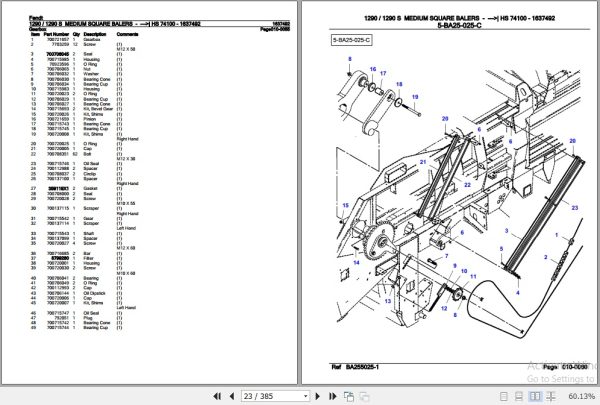 Fendt Medium Square Baler 1290 1290 S Parts Catalog 1637492 10.2007 2