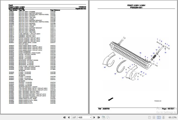 Fendt Round Baler 4160V 4180V Parts Catalog 1764992120 01.2020 3