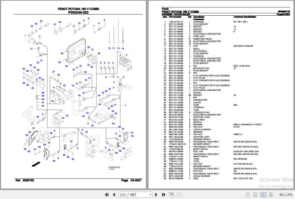 Fendt Round Baler Rotana 160 V COMBI Parts Catalog 4906992120 10.2020 2