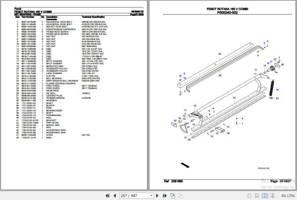 Fendt Round Baler Rotana 160 V COMBI Parts Catalog 4906992120 10.2020 3