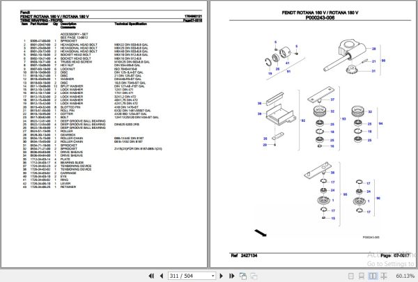 Fendt Round Baler Rotana 160 V Rotana 180 V Parts Catalog 1764992121 10.2020 3
