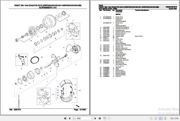 Fendt Sprayer 333 344 Rogator Parts Catalog FR333344MY2019 2019 2