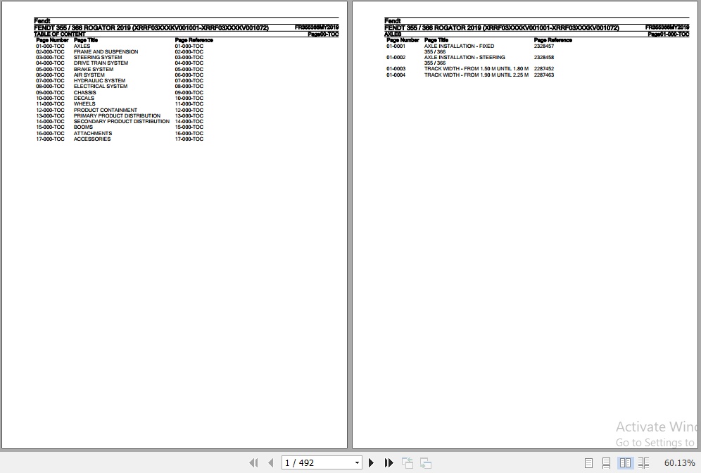 Fendt Sprayer 355 366 Rogator Parts Catalog FR355366MY2019 2019 1