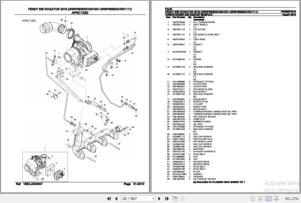 Fendt Sprayer 635 Rogator Parts Catalog FR635MY2019 2019 3