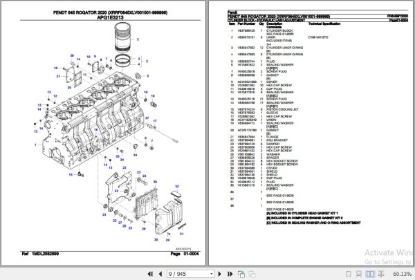 Fendt Sprayer 645 Rogator Parts Catalog FR645MY2020 2020 2