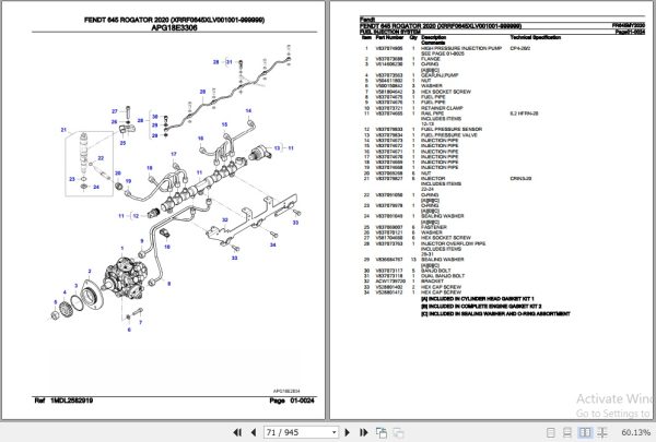 Fendt Sprayer 645 Rogator Parts Catalog FR645MY2020 2020 3