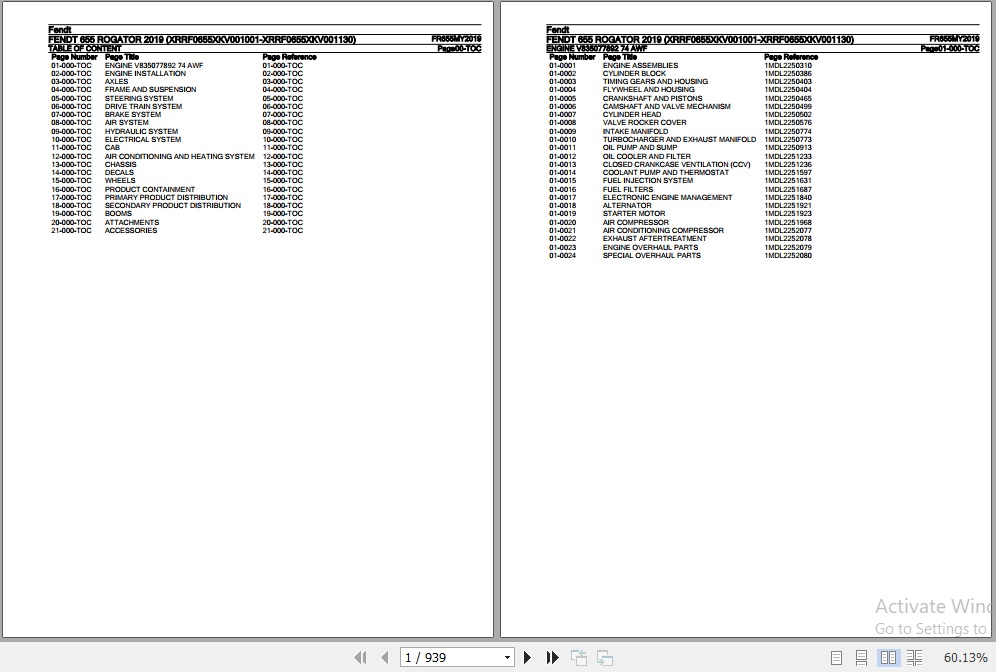 Fendt Sprayer 655 Rogator Parts Catalog FR655MY2019 2019 1