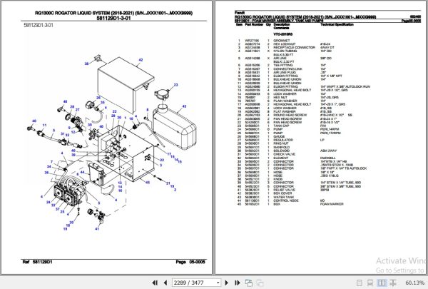 Fendt Sprayer RG1300C Rogator Liquid System Parts Catalog 652465 2018 2021 3