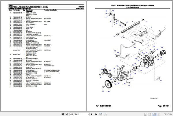 Fendt Tractor 1038 LRC Gen2 Parts Catalog F536003 02.2020 2