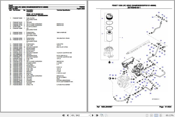 Fendt Tractor 1038 LRC Gen2 Parts Catalog F536003 02.2020 3
