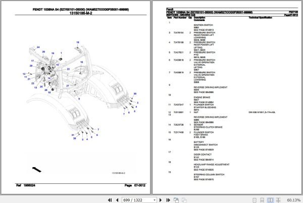 Fendt Tractor 1038NA S4 Parts Catalog F527105 11.2019 3