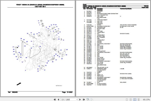 Fendt Tractor 1050NA S4 Parts Catalog F530105 11.2019 2