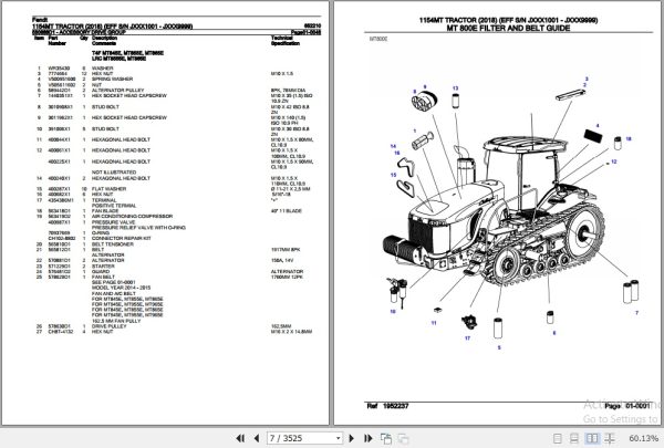 Fendt Tractor 1154MT Parts Catalog 652210 2018 2