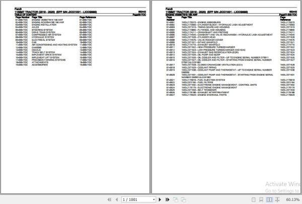 Fendt Tractor 1159MT Parts Catalog 652442 2018 2020 1