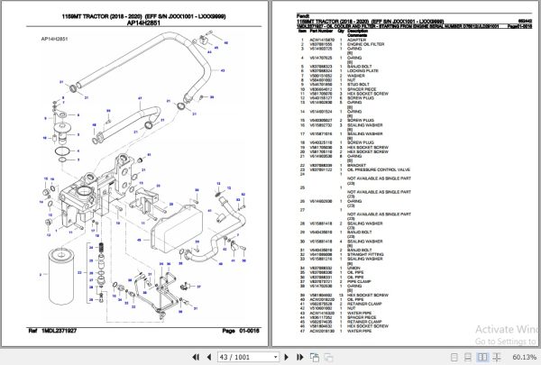 Fendt Tractor 1159MT Parts Catalog 652442 2018 2020 3