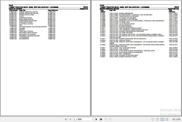 Fendt Tractor 1165MT Parts Catalog 652443 2018 2020 1