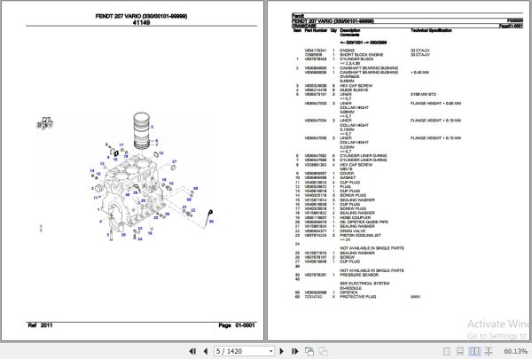 Fendt Tractor 207 Vario Parts Catalog F330000 06.2020 2