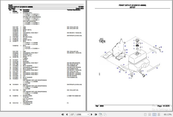 Fendt Tractor 207VF Parts Catalog F212000 09.2020 3