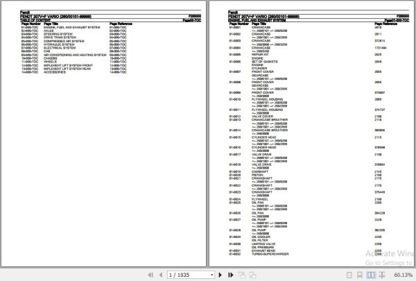 Fendt Tractor 207VF Vario Parts Catalog F260000 01.2020 1
