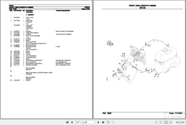 Fendt Tractor 208S Parts Catalog F328000 09.2020 2