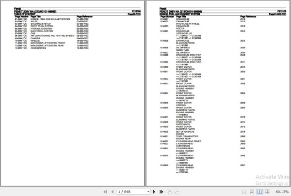 Fendt Tractor 208V NA Parts Catalog F213105 01.2020 1