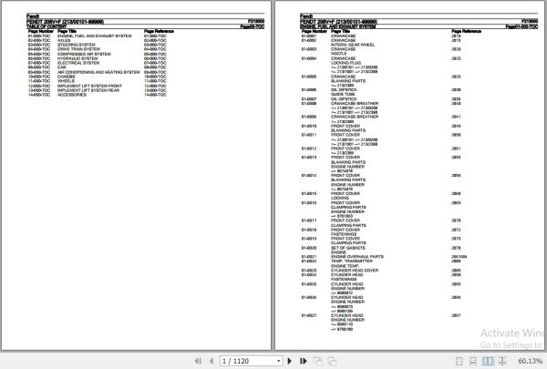 Fendt Tractor 208VF Parts Catalog F213000 09.2020 1