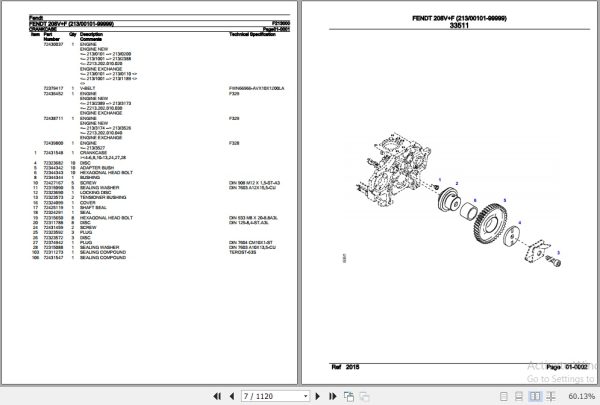 Fendt Tractor 208VF Parts Catalog F213000 09.2020 2