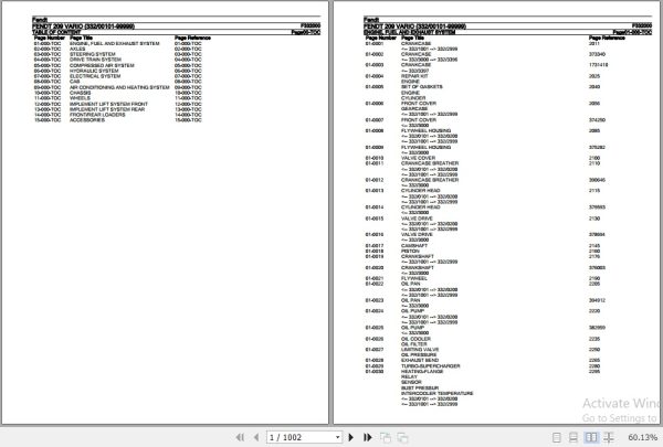 Fendt Tractor 209 Vario Parts Catalog F332000 06.2020 1