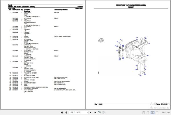 Fendt Tractor 209 Vario Parts Catalog F332000 06.2020 3