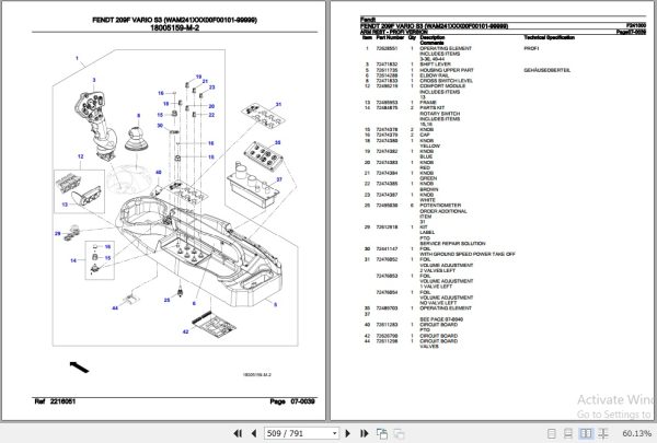 Fendt Tractor 209F Vario S3 Parts Catalog F241000 01.2020 3