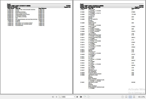 Fendt Tractor 209P Vario Parts Catalog F272000 01.2020 1