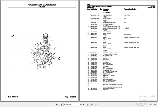 Fendt Tractor 209P Vario Parts Catalog F272000 01.2020 2