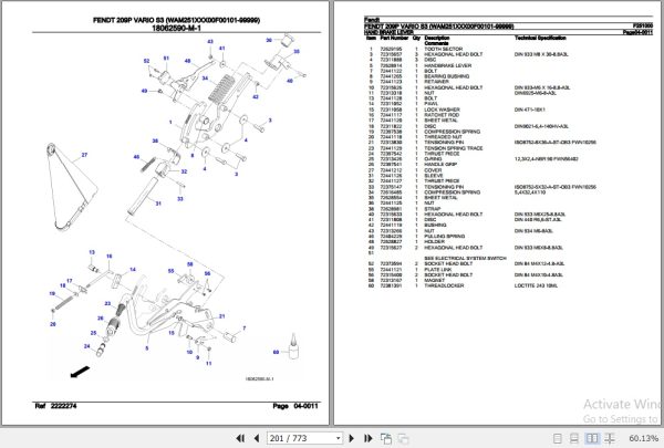Fendt Tractor 209P Vario S3 Parts Catalog F251000 01.2020 3