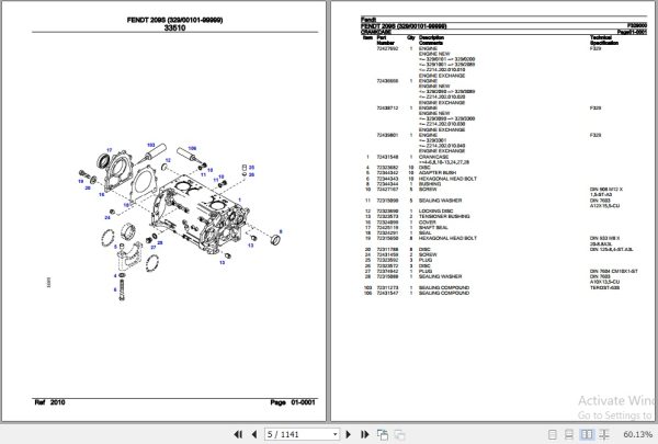 Fendt Tractor 209S Parts Catalog F329000 09.2020 2