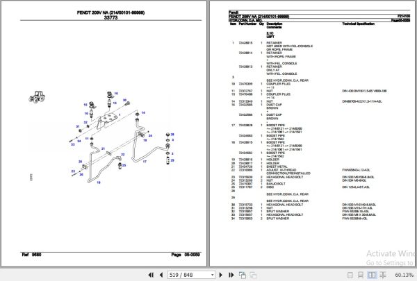 Fendt Tractor 209V NA Parts Catalog F214105 01.2020 3