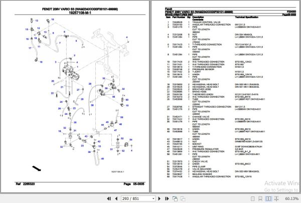 Fendt Tractor 209V Vario S3 Parts Catalog F234000 01.2020 3