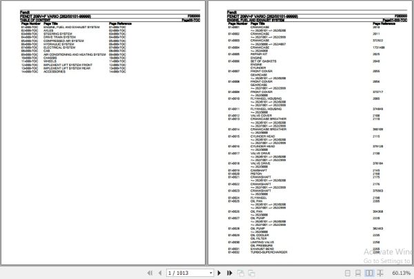 Fendt Tractor 209VF Vario Parts Catalog F262000 01.2020 1