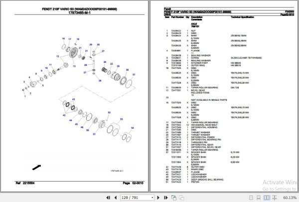 Fendt Tractor 210F Vario S3 Parts Catalog F242000 01.2020 3