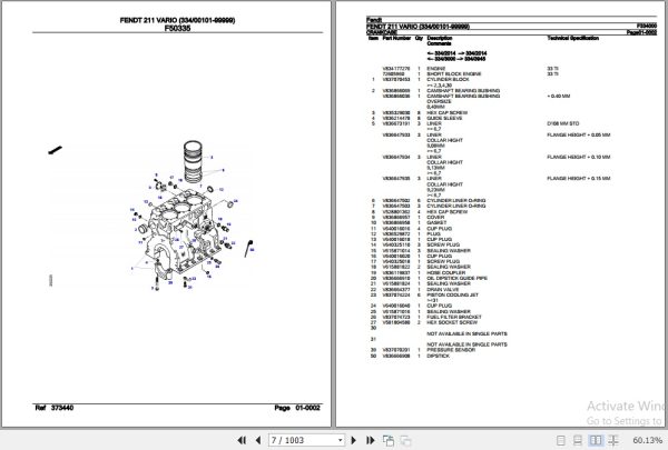 Fendt Tractor 211 Vario Parts Catalog F334000 06.2020 2