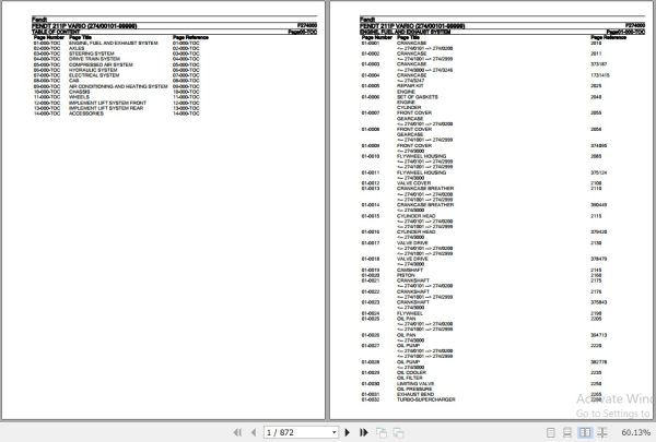 Fendt Tractor 211P Vario Parts Catalog F274000 01.2020 1