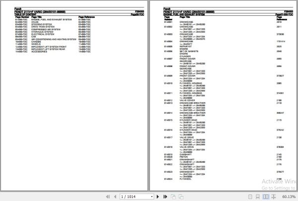 Fendt Tractor 211VF Vario Parts Catalog F264000 01.2020 1