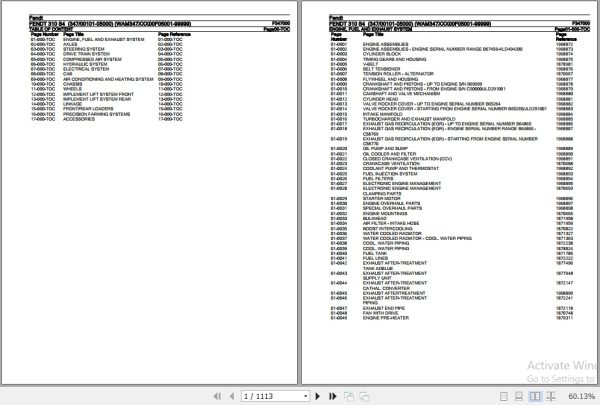 Fendt Tractor 310 S4 Parts Catalog F347000 06.2020 1