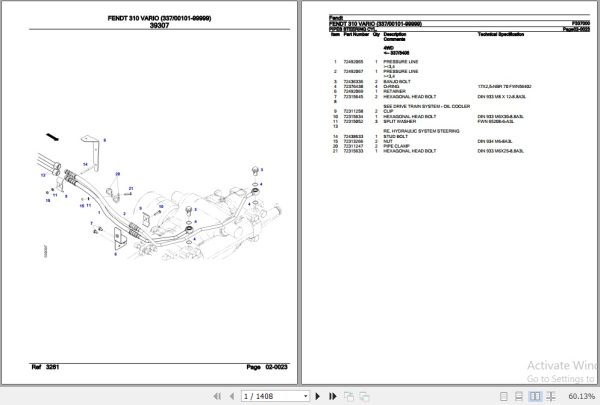 Fendt Tractor 310 Vario SCR Parts Catalog F337000 06.2020 1