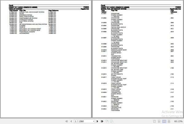 Fendt Tractor 311 Vario Parts Catalog F338000 06.2020 1