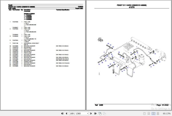 Fendt Tractor 311 Vario Parts Catalog F338000 06.2020 2