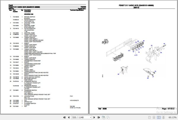 Fendt Tractor 311 Vario SCR Parts Catalog F324000 06.2020 3